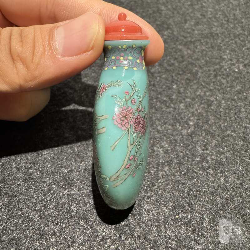 清 料胎画珐琅双鸭图鼻烟壶 - 图6